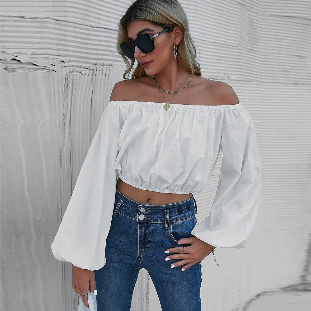 ZARA Spring Summer White Lantern Sleeve Off Shoulder Blouse